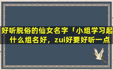 好听脱俗的仙女名字「小组学习起什么组名好，zui好要好听一点，别太普通，快点急急急急」