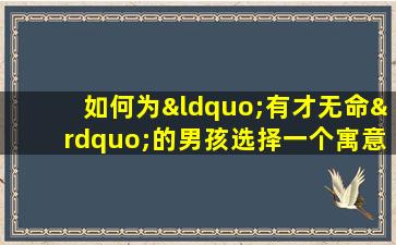 如何为“有才无命”的男孩选择一个寓意深远的名字