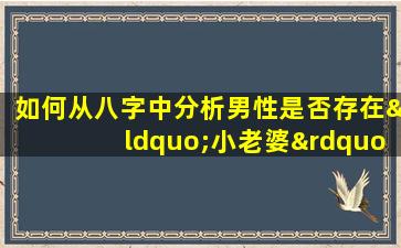 如何从八字中分析男性是否存在“小老婆”现象