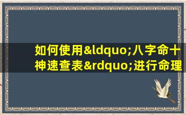 如何使用“八字命十神速查表”进行命理分析