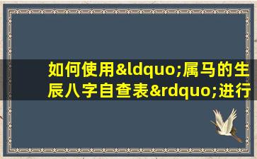 如何使用“属马的生辰八字自查表”进行个人命理分析