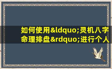 如何使用“灵机八字命理排盘”进行个人命理分析