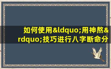 如何使用“用神熬”技巧进行八字断命分析