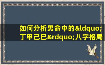 如何分析男命中的“丁甲己巳”八字格局