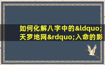 如何化解八字中的“天罗地网”入命的影响