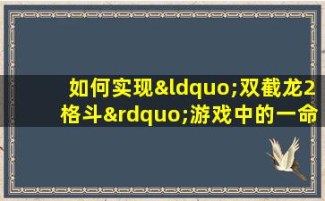 如何实现“双截龙2格斗”游戏中的一命通关技巧