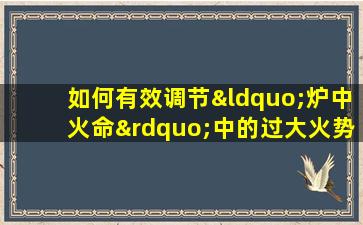 如何有效调节“炉中火命”中的过大火势