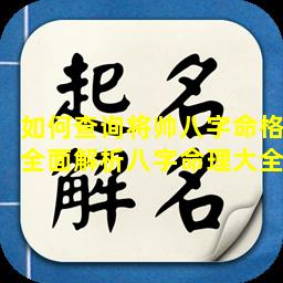 如何查询将帅八字命格全面解析八字命理大全