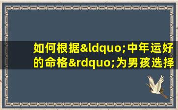 如何根据“中年运好的命格”为男孩选择一个吉祥的名字