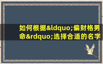 如何根据“偏财格男命”选择合适的名字