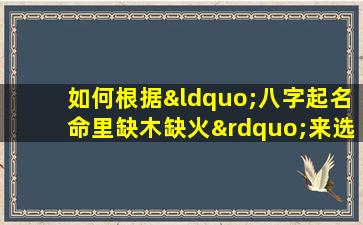 如何根据“八字起名命里缺木缺火”来选择合适的名字