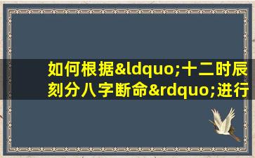 如何根据“十二时辰刻分八字断命”进行命运分析