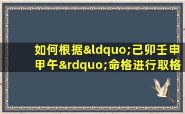 如何根据“己卯壬申甲午”命格进行取格分析