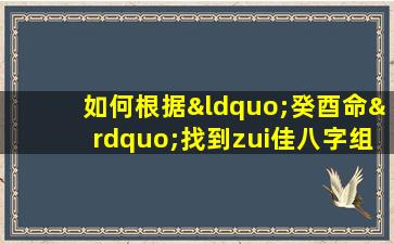 如何根据“癸酉命”找到zui佳八字组合