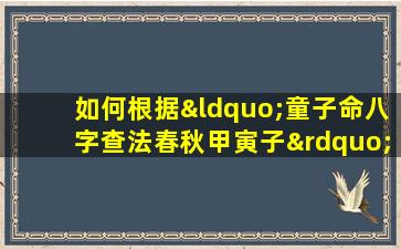 如何根据“童子命八字查法春秋甲寅子”解读个人命理