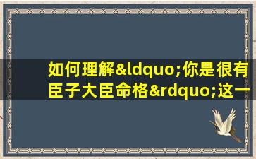 如何理解“你是很有臣子大臣命格”这一说法