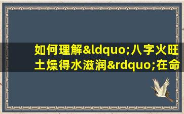 如何理解“八字火旺土燥得水滋润”在命理学中的意义