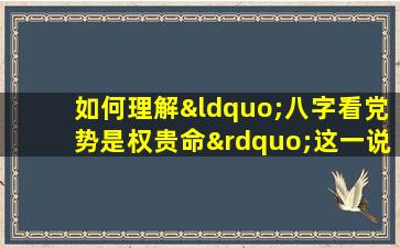 如何理解“八字看党势是权贵命”这一说法