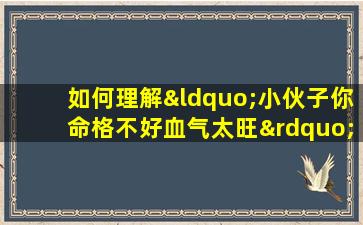 如何理解“小伙子你命格不好血气太旺”这一传统说法