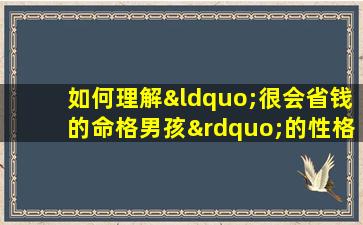 如何理解“很会省钱的命格男孩”的性格特点