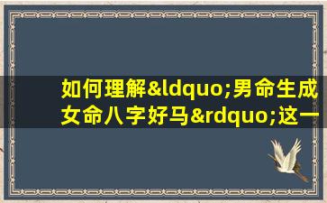 如何理解“男命生成女命八字好马”这一命理说法