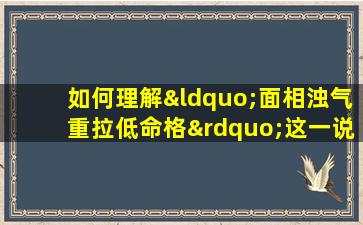 如何理解“面相浊气重拉低命格”这一说法