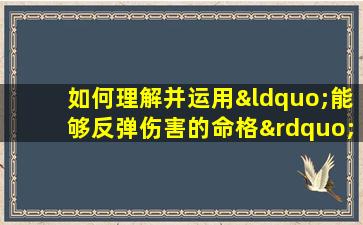 如何理解并运用“能够反弹伤害的命格”