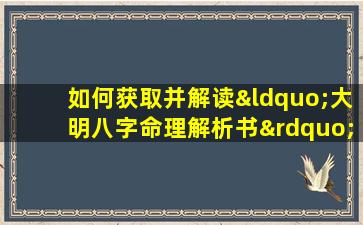 如何获取并解读“大明八字命理解析书”PDF版本