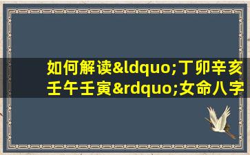 如何解读“丁卯辛亥壬午壬寅”女命八字的五行平衡与命运走向