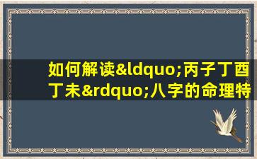 如何解读“丙子丁酉丁未”八字的命理特点