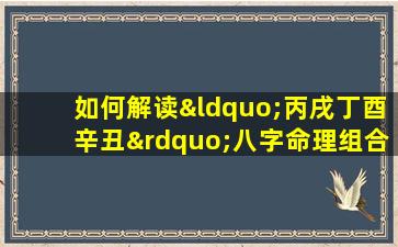 如何解读“丙戌丁酉辛丑”八字命理组合