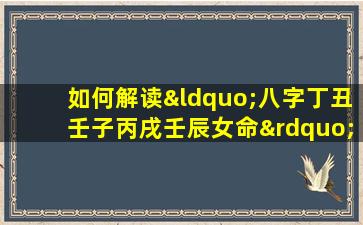 如何解读“八字丁丑壬子丙戌壬辰女命”的命理特征