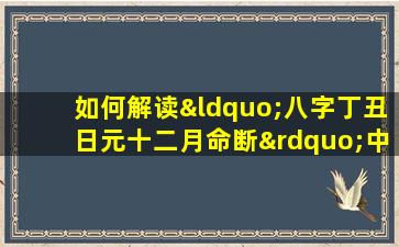 如何解读“八字丁丑日元十二月命断”中的命理信息