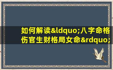 如何解读“八字命格伤官生财格局女命”中的命理特征