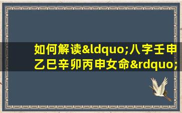 如何解读“八字壬申乙巳辛卯丙申女命”中的命理特点