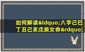 如何解读“八字己巳丁丑己亥戊辰女命”的命理特征