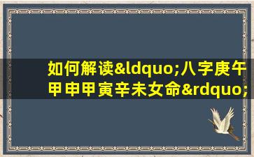 如何解读“八字庚午甲申甲寅辛未女命”中的命理特点与运势