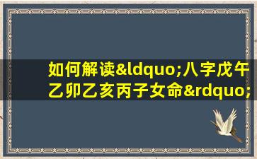 如何解读“八字戊午乙卯乙亥丙子女命”中的命理特点与运势