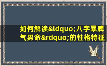 如何解读“八字暴脾气男命”的性格特征与命运走向