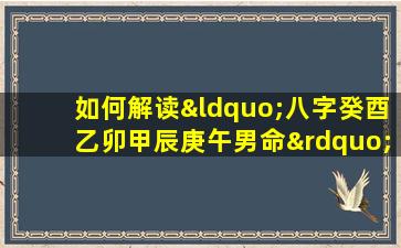 如何解读“八字癸酉乙卯甲辰庚午男命”的命理特征