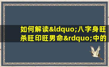 如何解读“八字身旺杀旺印旺男命”中的命理特征