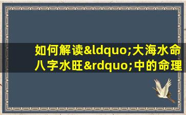 如何解读“大海水命八字水旺”中的命理含义