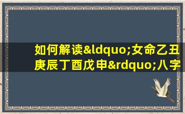 如何解读“女命乙丑庚辰丁酉戊申”八字的命理特征