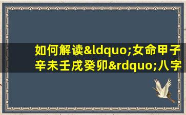 如何解读“女命甲子辛未壬戌癸卯”八字的命理特征