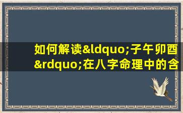 如何解读“子午卯酉”在八字命理中的含义