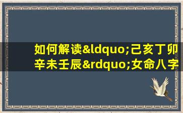 如何解读“己亥丁卯辛未壬辰”女命八字的命理特征