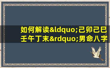 如何解读“己卯己巳壬午丁末”男命八字的命理特征