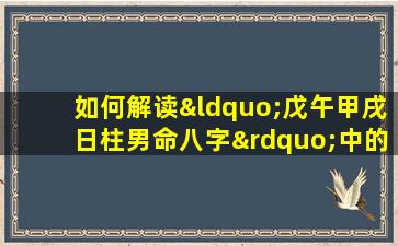 如何解读“戊午甲戌日柱男命八字”中的命理特征