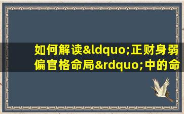 如何解读“正财身弱偏官格命局”中的命理特征与人生影响