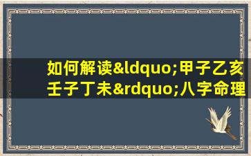 如何解读“甲子乙亥壬子丁未”八字命理